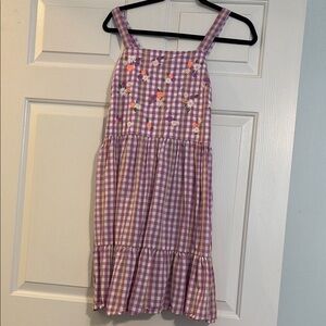Cat & Jack Purple Gingham Dress with Floral Embroidery